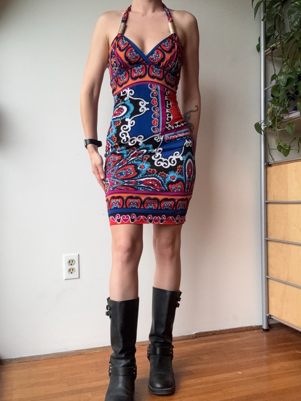 Cache Y2K Halter Paisley Print  Dress